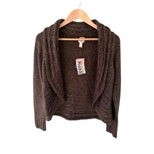 Mudd Brown Open Front Shawl Collar Sweater NWT Size M